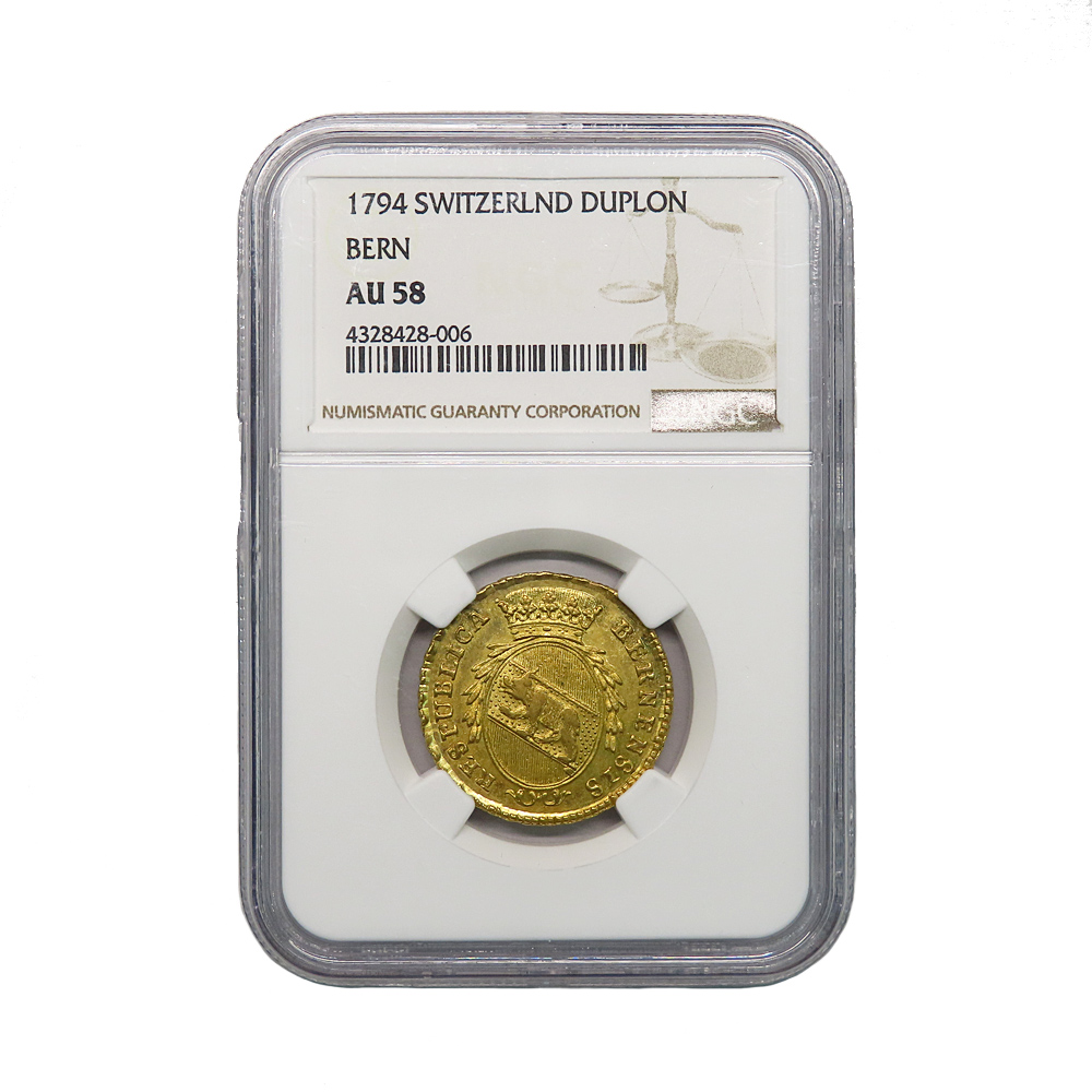 名古屋】【OTHER】スイス ベルン ダブロン金貨 1794年 スラブ入り NGC