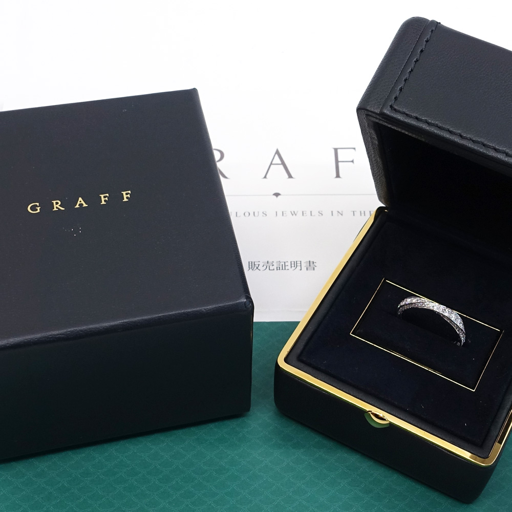 栄】【GRAFF】グラフ K18WG スパイラル ダイヤモンド フルエタニティ