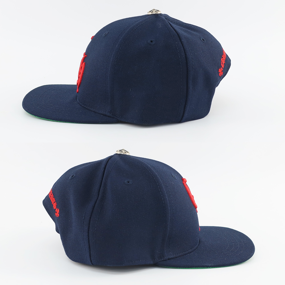 天白】【CHROME HEARTS】クロムハーツ キャップ ネイビー CH刺繍 帽子