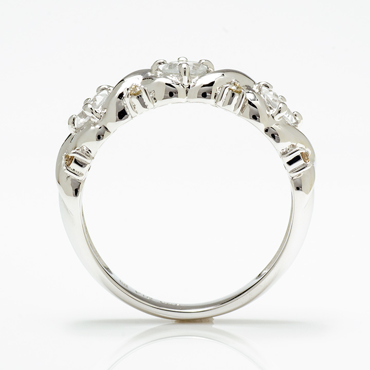 K10 ホワイトトパーズ ダイヤモンド フラワーモチーフ リング[商品番号