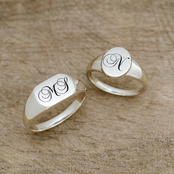 SV925 イニシャル シグネット リング[商品番号:RG1449] | umu -アム