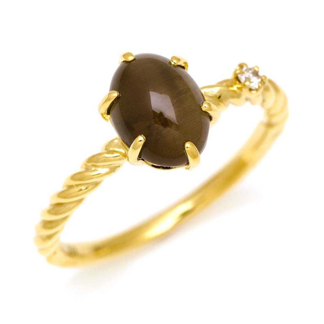 K18 シリマナイトキャッツアイ ダイヤモンド リング[商品番号:RG1228