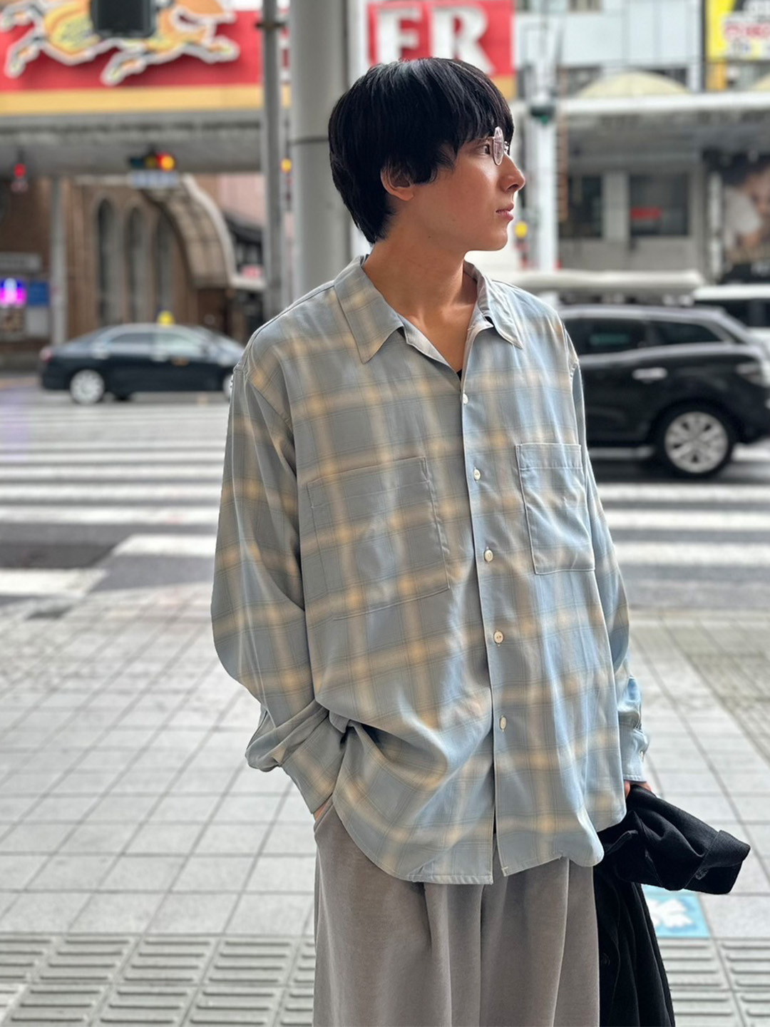 superNova.】Split yoke big shirt - Ombre check ｜UNDIS ONLINE STORE