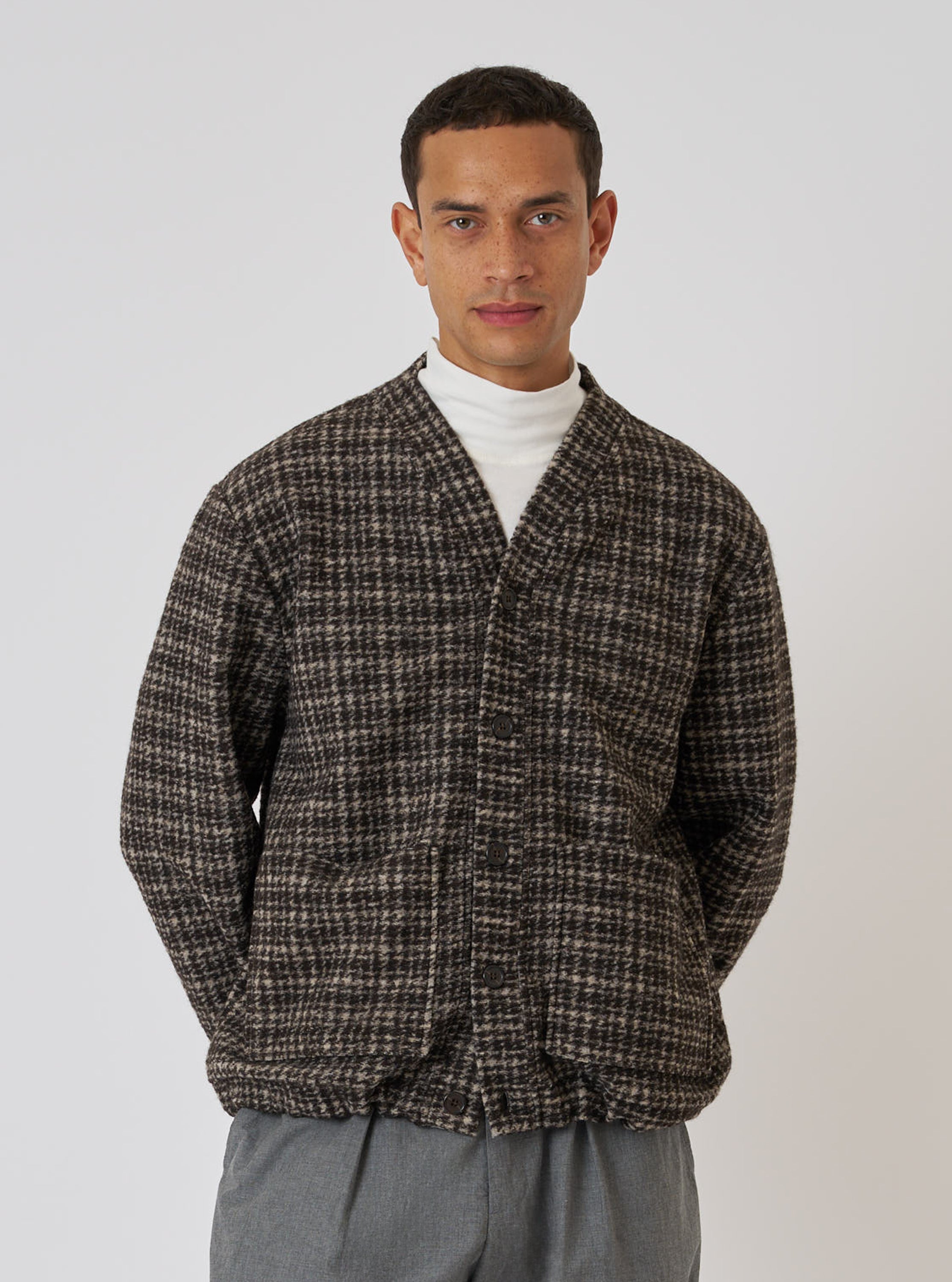 Men's Brown Jacquard Knit Advance Cardigan – Universal Works