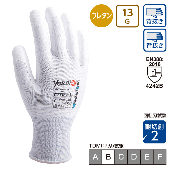 WGYR7700 ワンダーグリップ 耐切創手袋 YOROI461 白ウレタン | 株式