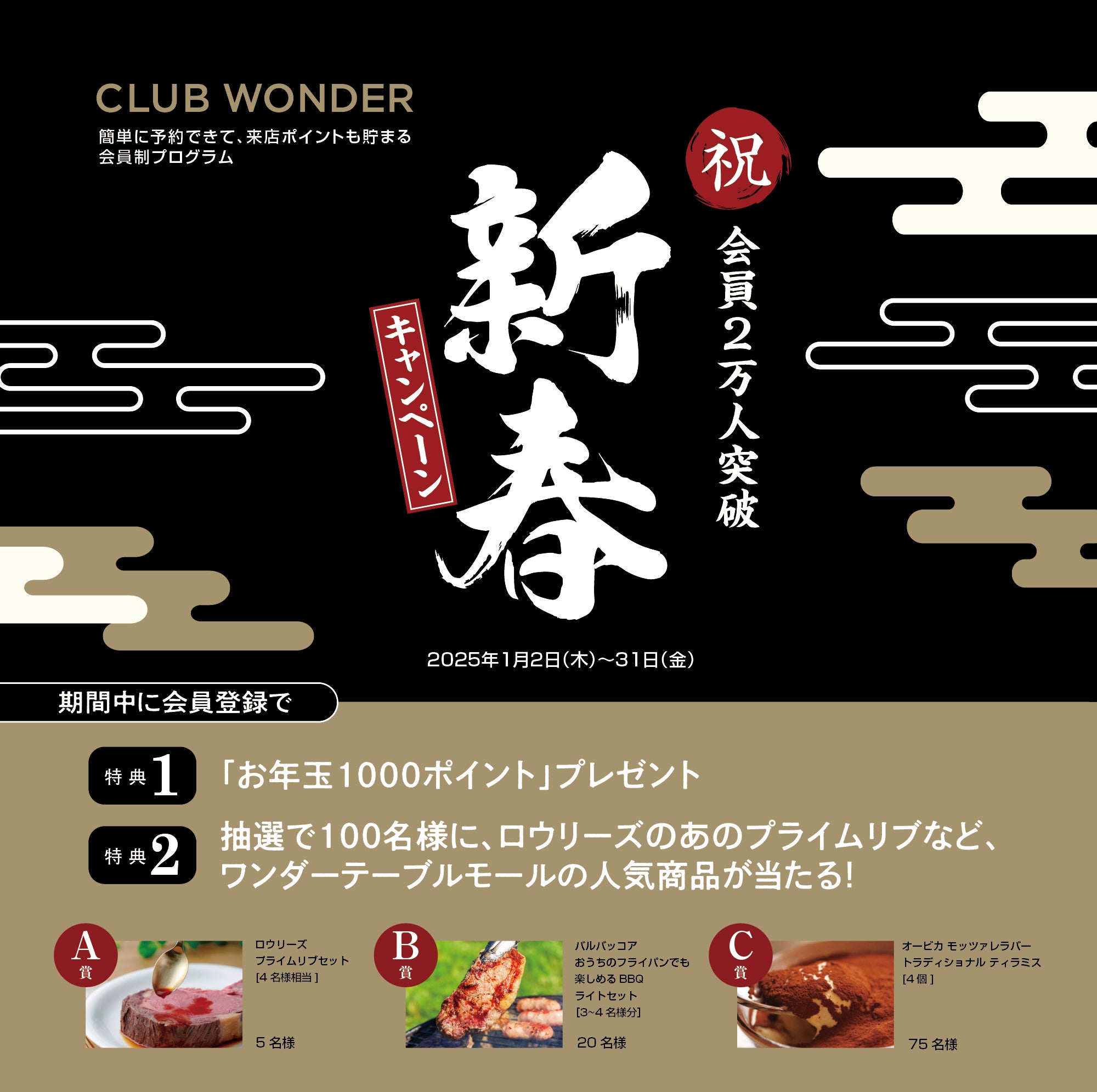 Club Wonder】新春キャンペーン「お年玉1000ポイント」プレゼント＆W