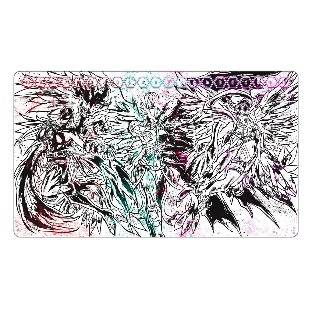 光と闇の天使 墨絵TCGプレイマット – Usagi Draws