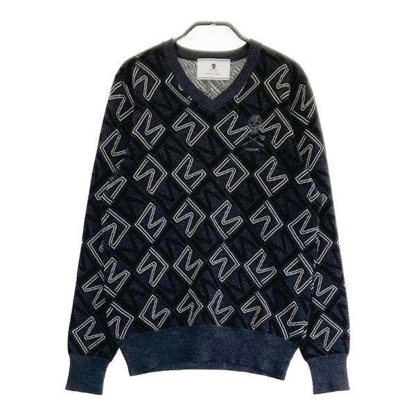 MARK&LONA マークアンドロナ ニットセーター ウール混 スカル 総柄