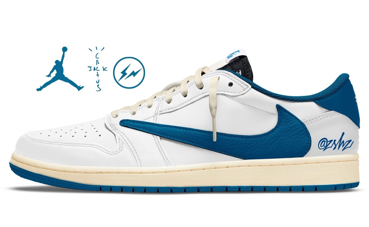 Nike × Travis Scott × Fragment Air Jordan 1 Low OG “White/Blue”が
