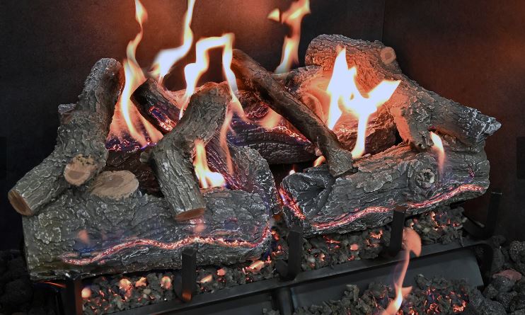 Grand Canyon Gas Logs Lava Vented Front View - Urban Fireplaces