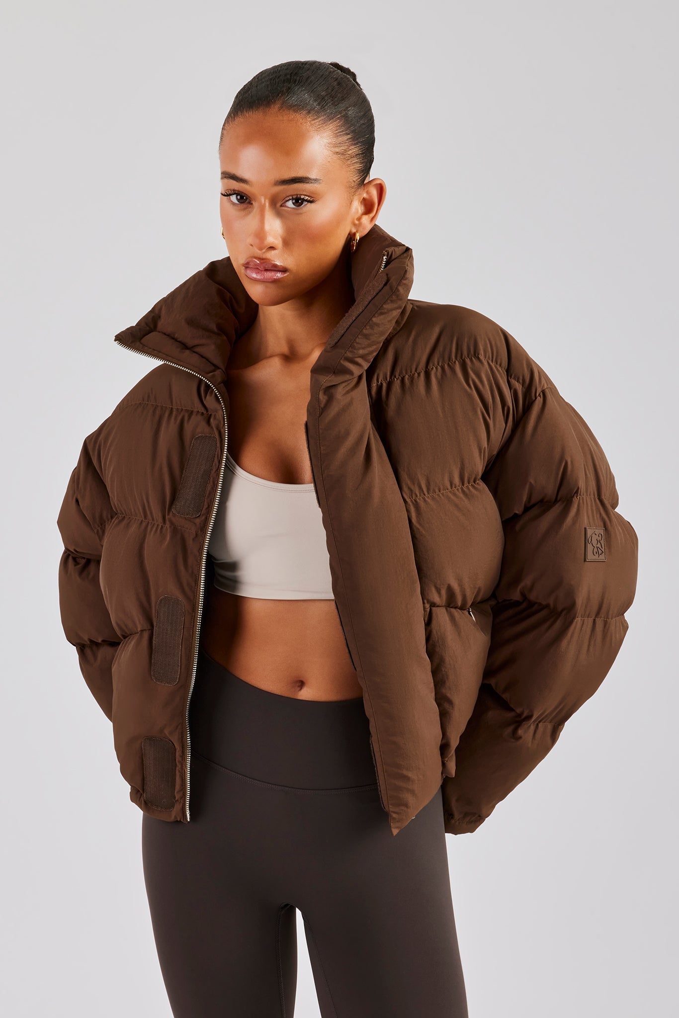 Oversized Padded Puffer Jacket - Chocolate | Womens Outerwear