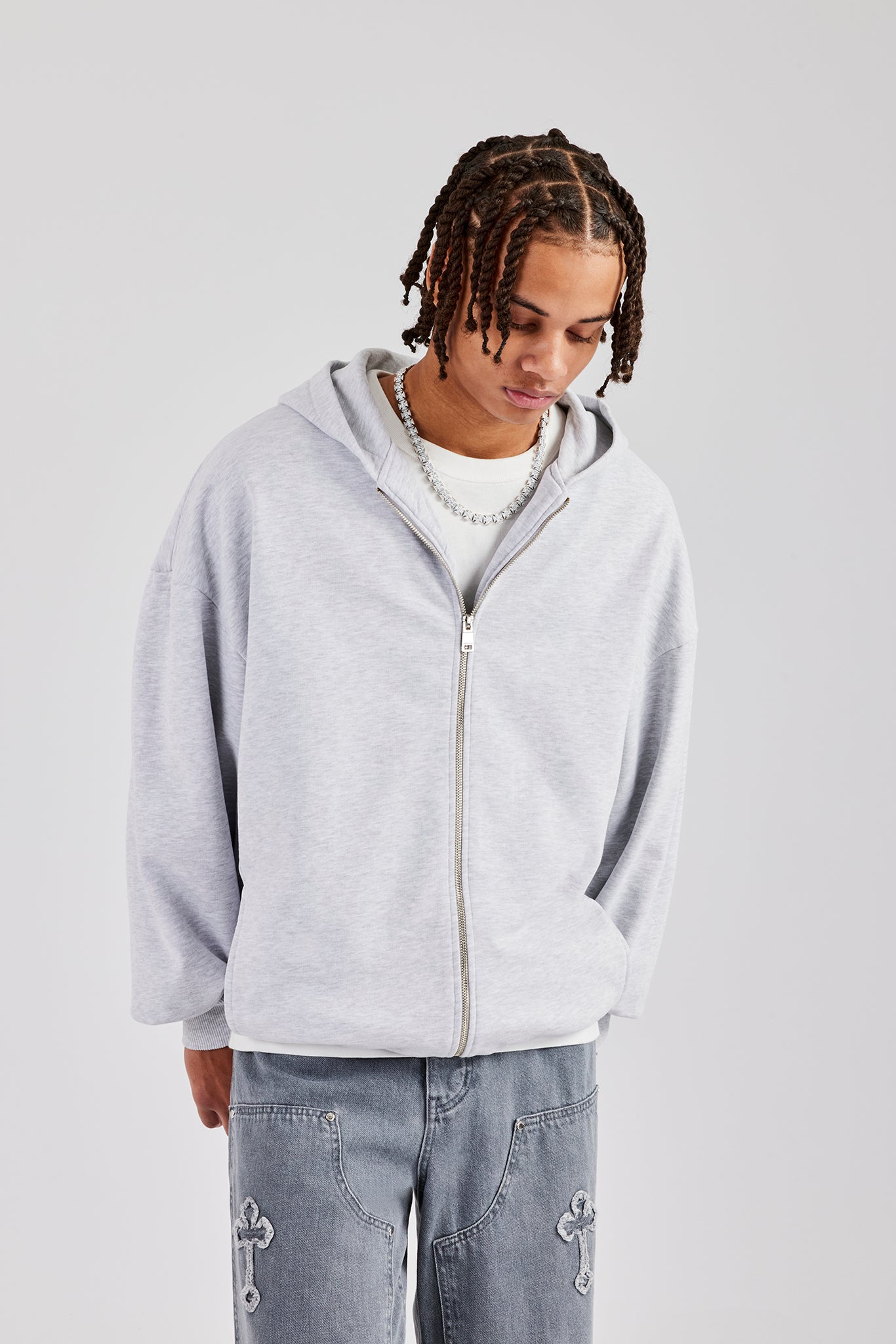 Cernucci Limited Zip Through Hoodie - Ash Grey | Mens Tops | Shop