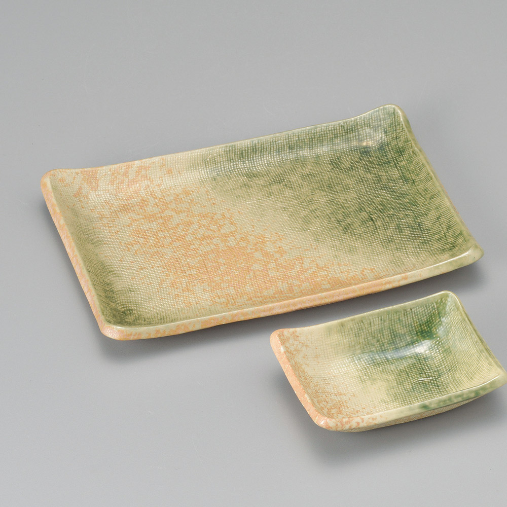 148-13-757 若草7.0焼物皿 18.5×12.5×2㎝ 皿 焼物皿（千代久付き