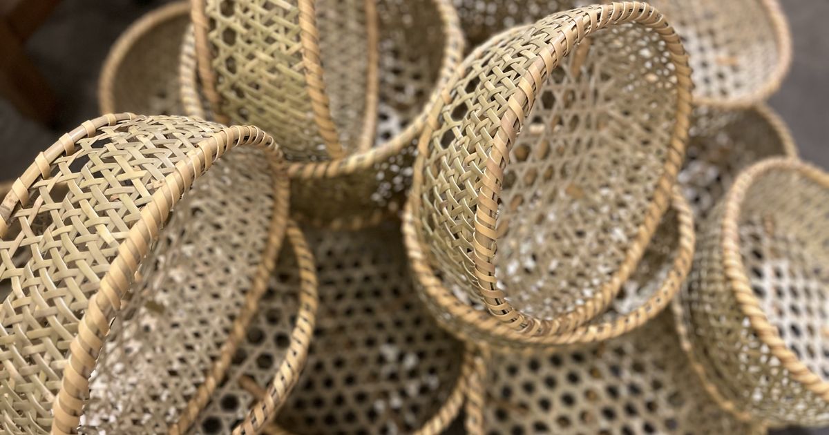 【まーる】戸隠竹細工 りんごかご