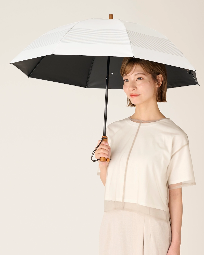 2段折 / ボーダー | 完全遮光日傘｜サンバリア100
