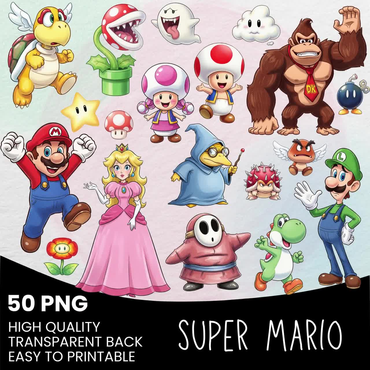 スーパーマリオブラザーズの水彩画クリップアート、無料のマリオ