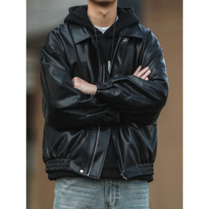 Autumn/Winter Unisex Motorcycle Black Leather Jacket - vanci.co