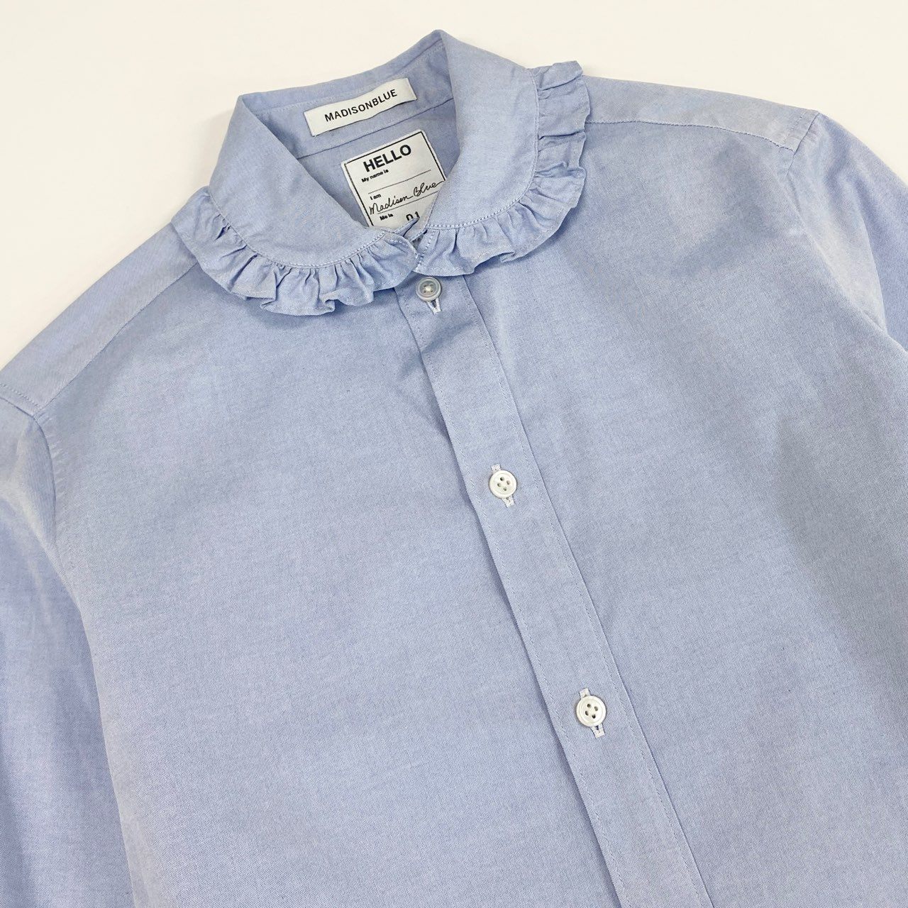 37a16 MADISON BLUE マディソンブルー ROUND COLLAR FRILL SH L.OX