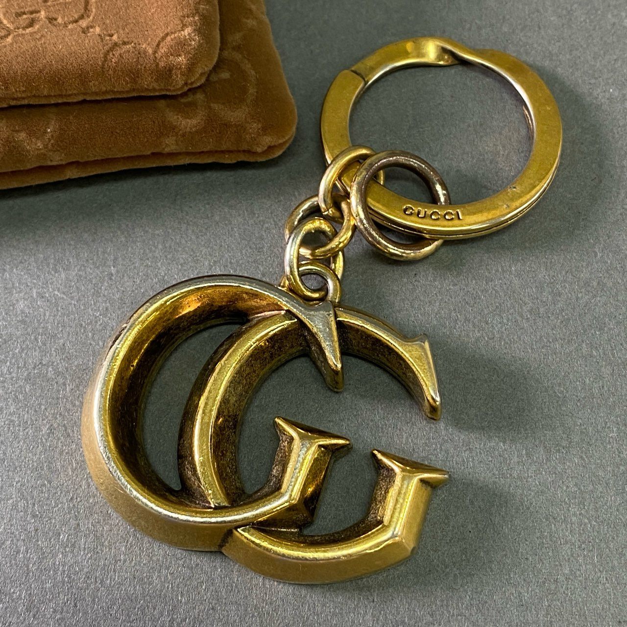 a17 GUCCI グッチ ダブルG キーホルダー ゴールド キーリング チャーム