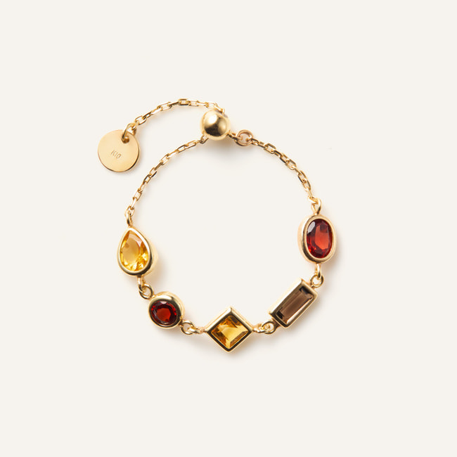 GJVR0311__CT ジュエルモザイク コニャックカラー チェーンリング