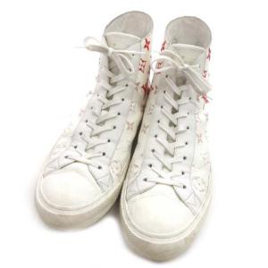 タトゥー・ライン レザー ハイカットスニーカー モノグラム 8 白 赤