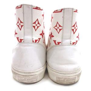 タトゥー・ライン レザー ハイカットスニーカー モノグラム 8 白 赤