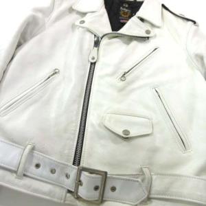 ダブルライダースジャケット スタースタッズ 牛革 USA製 38 白（2022