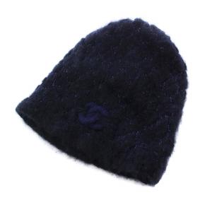 ココマーク カシミヤ ニットキャップ ビーニー ケーブル編み ロゴ