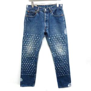 レースパッチワーク リボン デニムパンツ ジーンズ F ライトブルー /DF