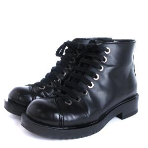 ショートブーツ シューズ 靴 8ホール レザー ヒール ブラック 黒 36 1