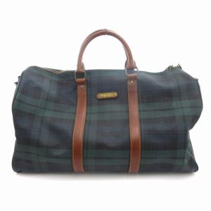 ボストンバッグ ショルダー ハンド 2WAY チェック キャンバス レザー