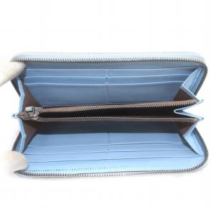 イントレチャート ラウンドファスナー 長財布 ウォレット レザー 青