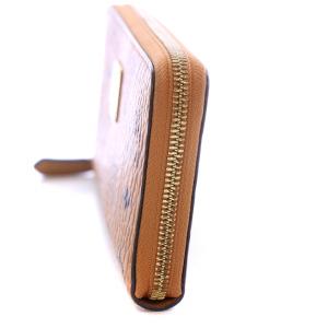 長財布 ヴィセトス柄 ラウンドファスナー ロゴプレート 総柄 レザー 茶