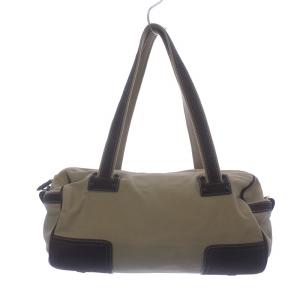 ボルソ アナグラム ミニボストンバッグ キャンバス レザー ベージュ