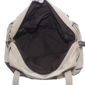 ボルソ アナグラム ミニボストンバッグ キャンバス レザー ベージュ