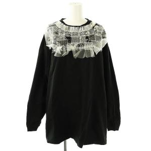 レースパッチワーク リボン デニムパンツ ジーンズ F ライトブルー /DF