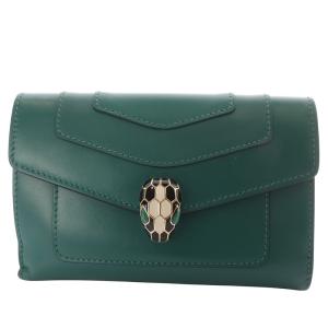 二つ折り財布 ロゴマニア Wホック デニム生地 レザー 青 ブルー（2024