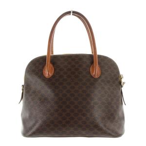 オールドセリーヌ マカダム ハンドバッグ レザー 茶 ブラウン OH（2023