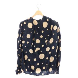 80s 90s MissV ドットブラウス 長袖 シルク 40 黒 ブラック ベージュ
