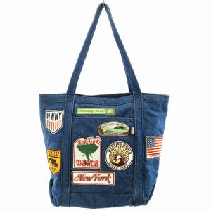 ワッペン デニム トートバッグ インディゴ ブルー（2022/10/14買取