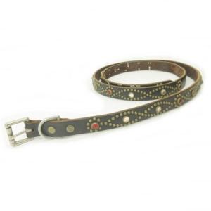 HTC T-STUD BELT スタッズ ナローベルト レザー S ブラウン（2023/10