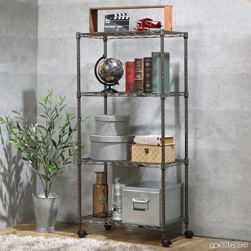 19mm] 幅60 4段 (幅59.5×奥行34.5×高さ124.5cm) ルミナスブラック