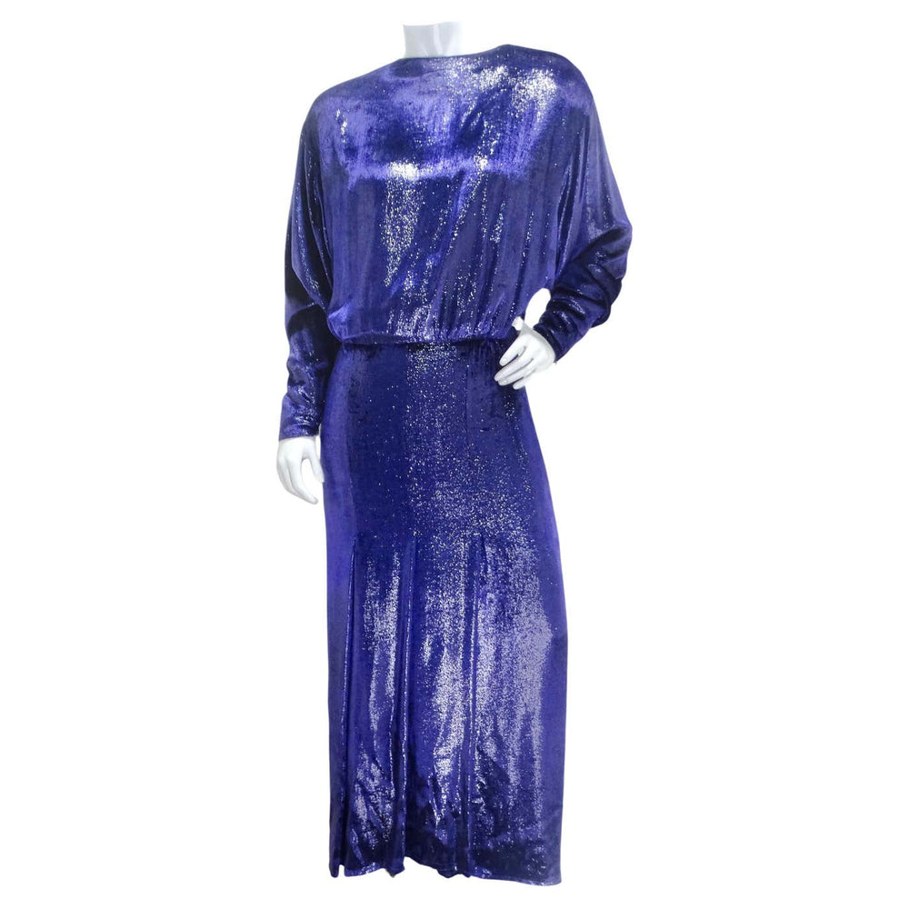 Christian Dior 1980s Metallic Purple Long Sleeve Gown – Vintage by
