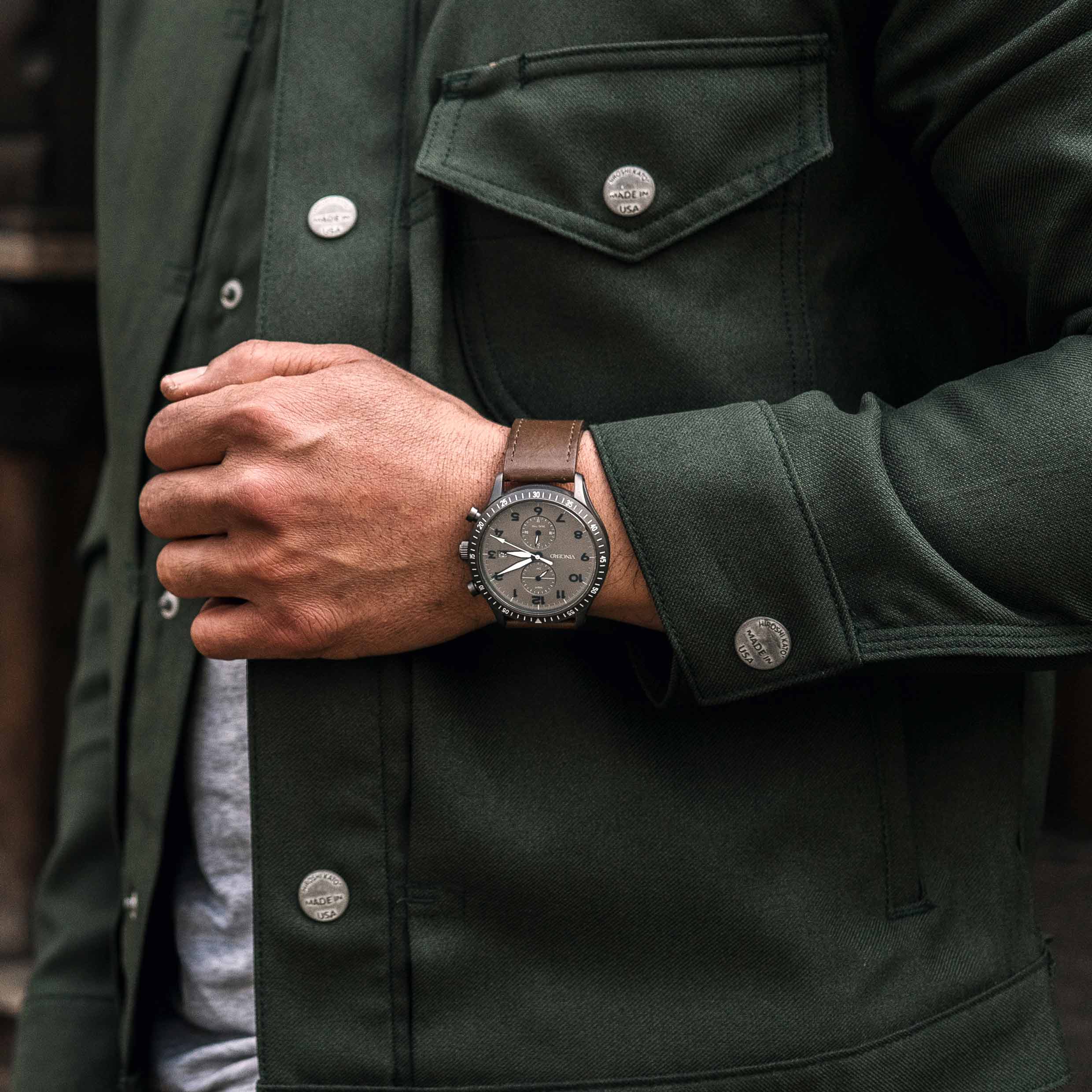 Men's Pilot Watch - Matte Gray/Brown | Vincero Collective