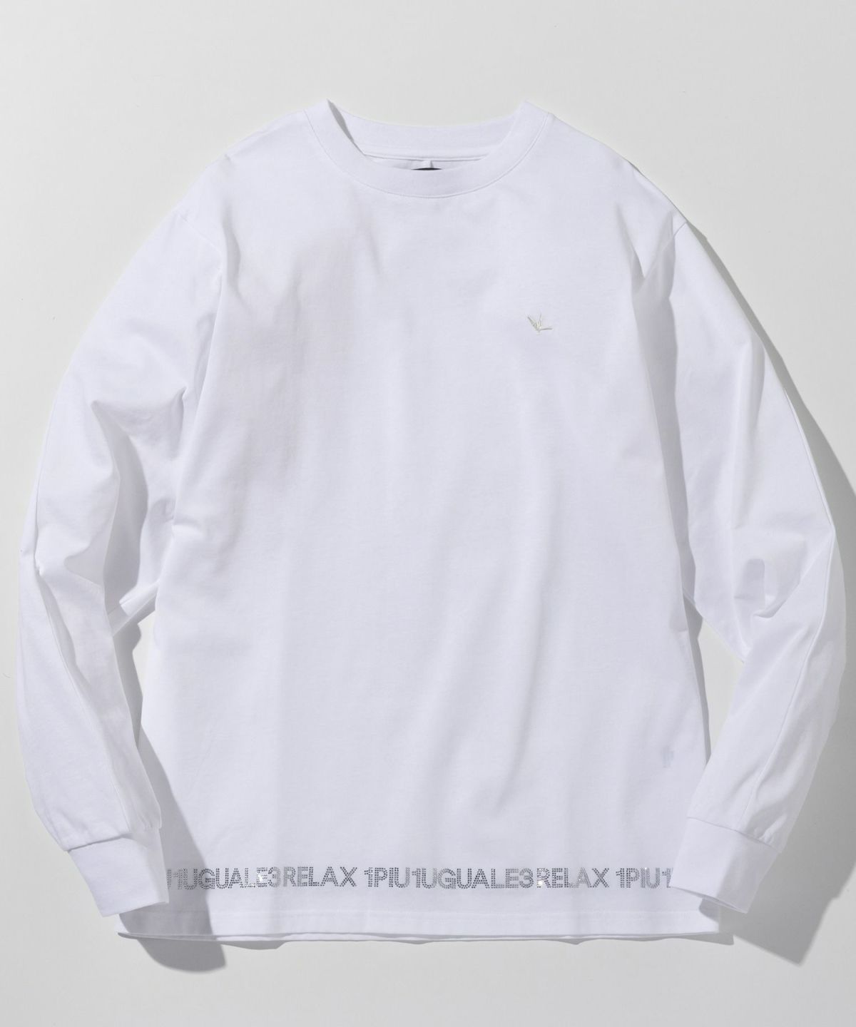 1PIU1UGUALE3 RELAX - ラインストーンヘムシルケットロングTシャツ | T