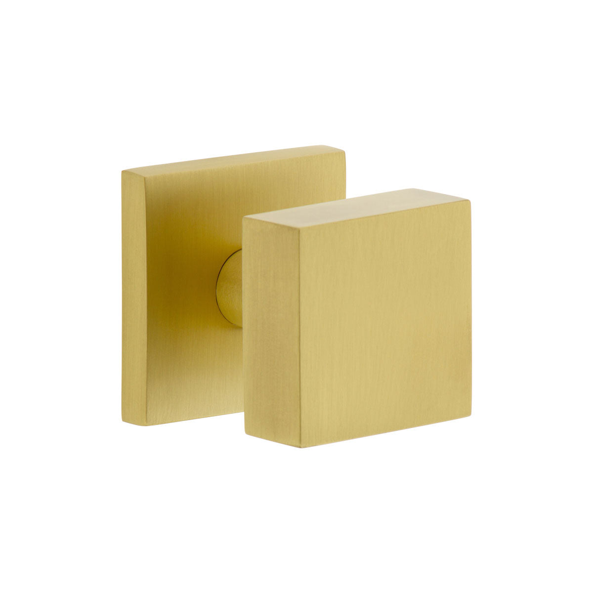 Quadrato Rosette with Quadrato Knob in Satin Brass - Viaggio Hardware
