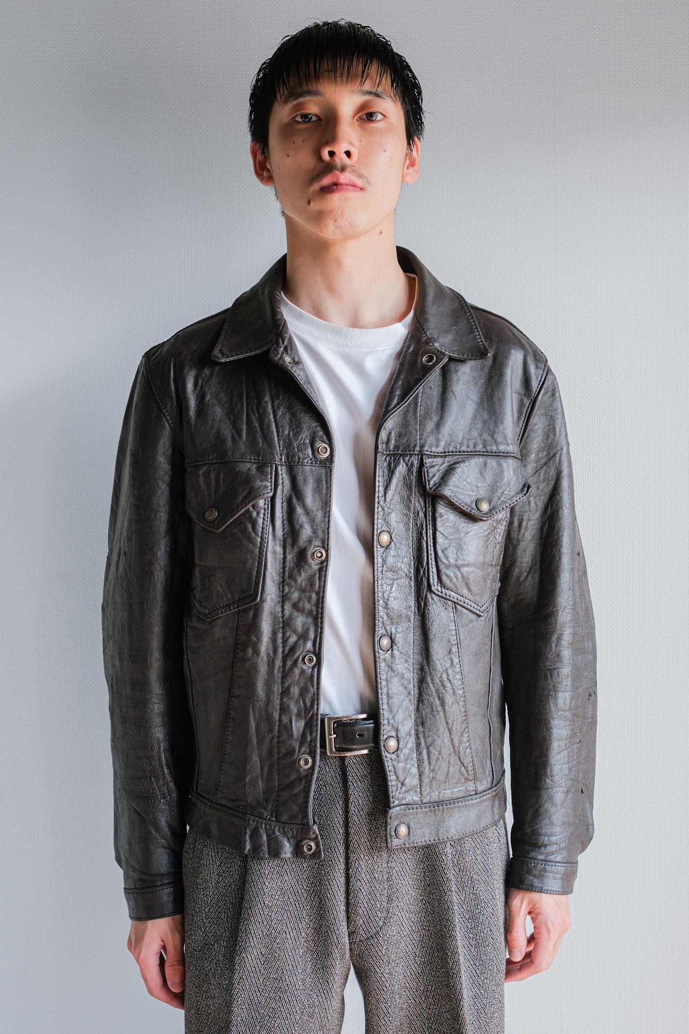 50's】Vintage Levi's Leather Trucker Jacket 
