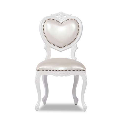 ロココ調 ハート型チェア ダイニングチェア ホワイトxパールホワイト