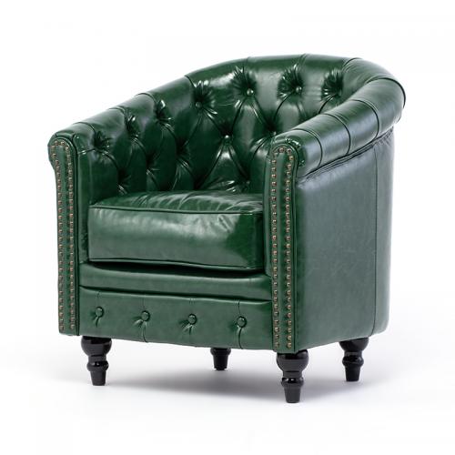 ヴィンセント 1人掛けソファ 一人用 グリーン 合皮 VL1P91K