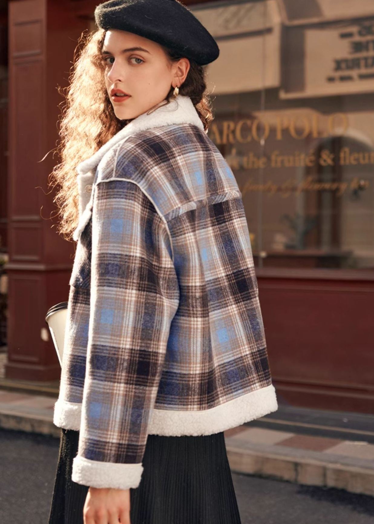 Classic Plaid Wool Fur Button Short Jacket – Vivian Seven